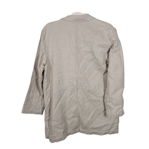 J.Jill Linen Chore Jacket Medium Petite | Lightweight Tan Beige Business Casual - Picture 6 of 13